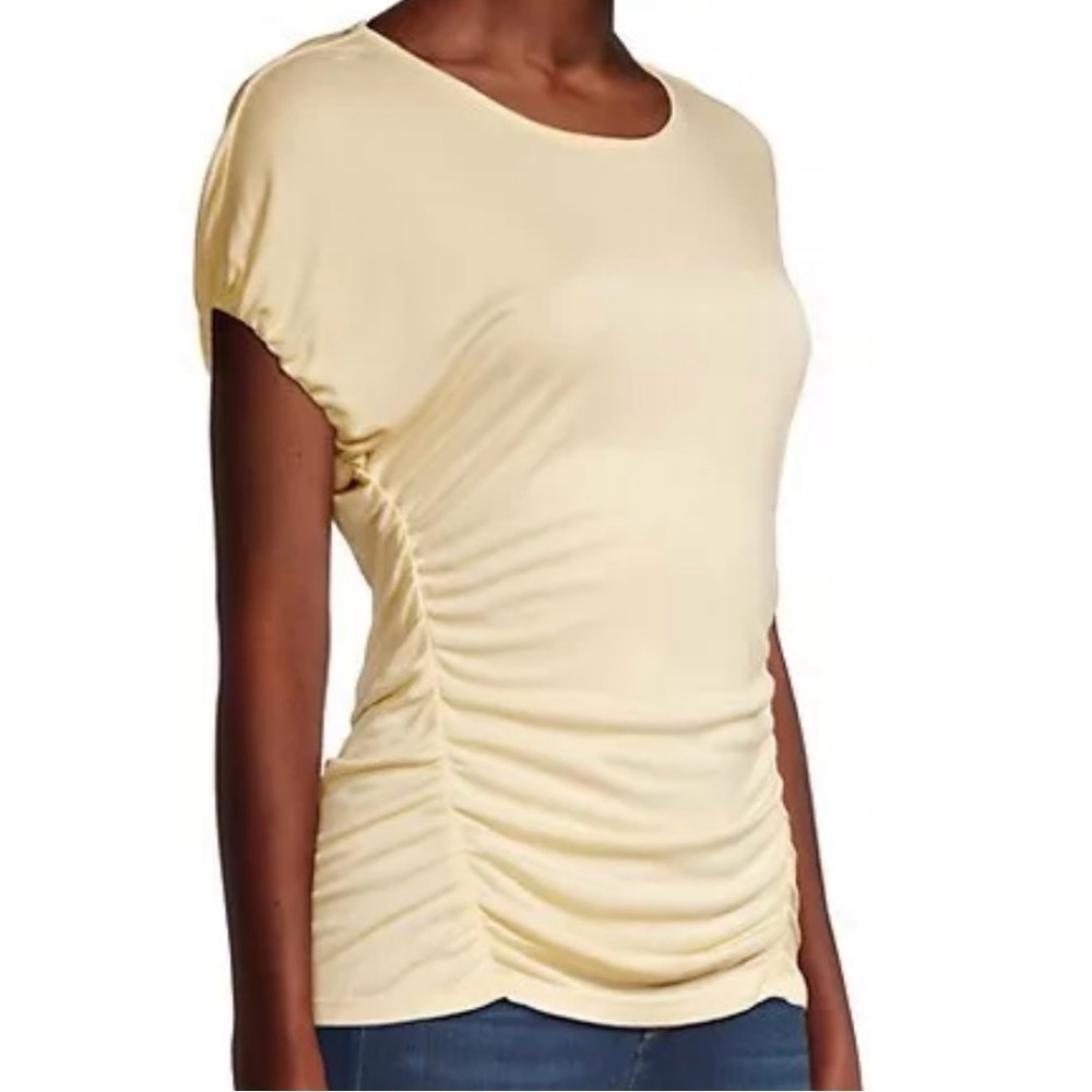 Rebecca Taylor Tiny Ruched Butter Cream Woman’s Top Size Medium